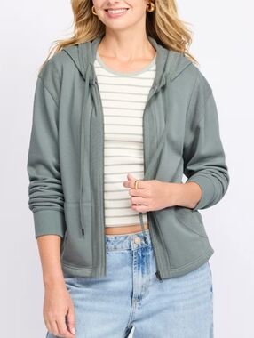Pale Sky Lana Full Zip Hoodie Sweatshirt - Light Green